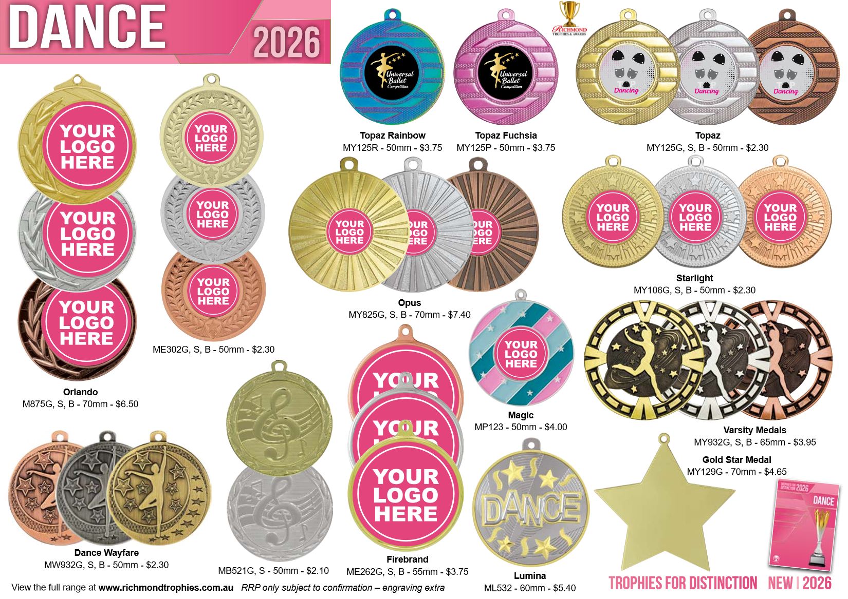 Dance 2026 flyer: dance medals in gold, silver and bronze